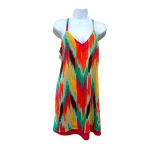 JUDITH MARCH MULTICOLOURED MINI DRESS SPAGHETTI STRAPS TWO LAYERS in size small